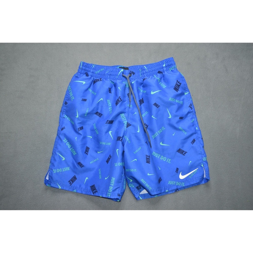 Nike Just Do It AOP Lined Swim Shorts Blue Men's Size Small Athletic